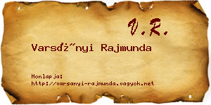 Varsányi Rajmunda névjegykártya